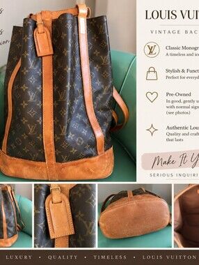 Louis Vuitton Brown Monogram Canvas Drawstring Backpack